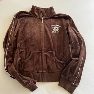 B.R.B. Be Right Brown velour track jacket L